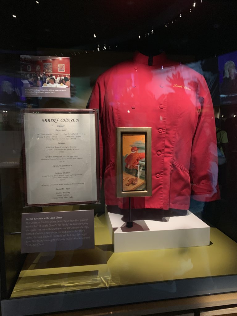 Original artifacts on display representing Leah Chase at the Smithsonian National Museum of African American History in Washington, D.C.